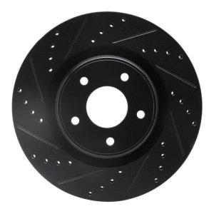 Infiniti Q50 Brake Rotor (1) - Front Left - R1 Concepts - Drilled & Slotted - Black - `13-`25